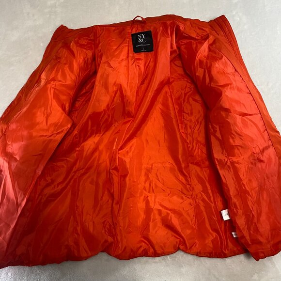 New York & Company Orange Womens XL Full Zip Pocket Puffer Jacket 100% Polyester - Picture 7 of 12